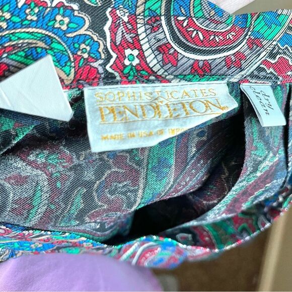 90s Pendleton Sophisticates VINTAGE Midi Skirt Paisley Pattern Pleats size Small - Picture 5 of 5